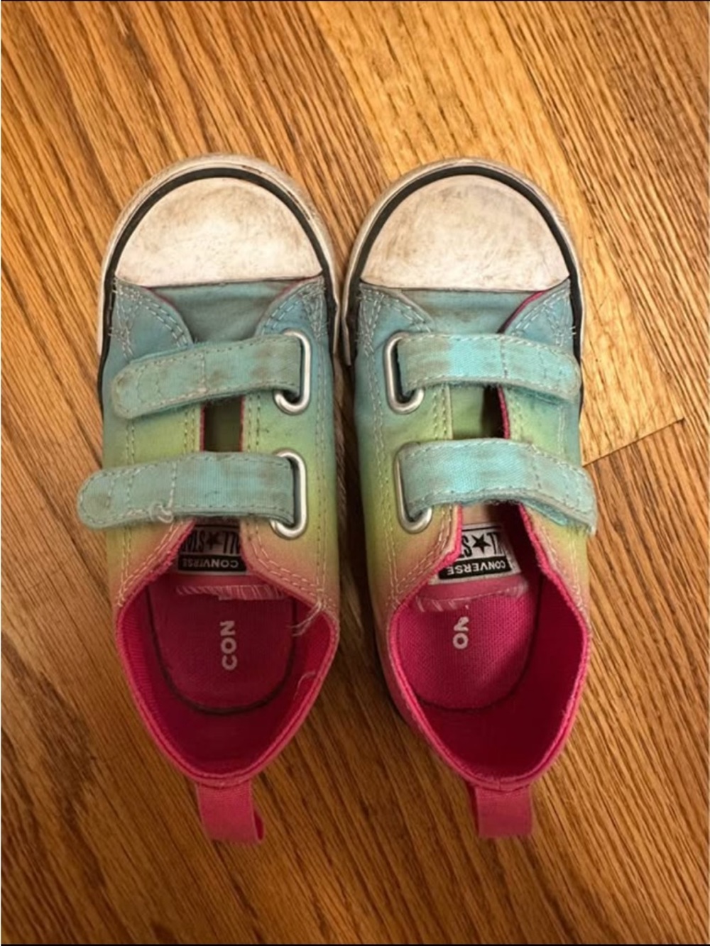 Converse Kids Low-Top Sneakers in Pink, Teal & Yellow Ombre